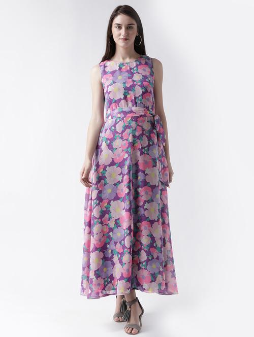 tie knot belt floral maxi dress - 15493635 - Very Small Image - 1