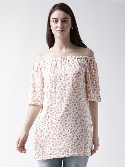 off shoulder printed tunic - 15493659 - Very Small Image - 1