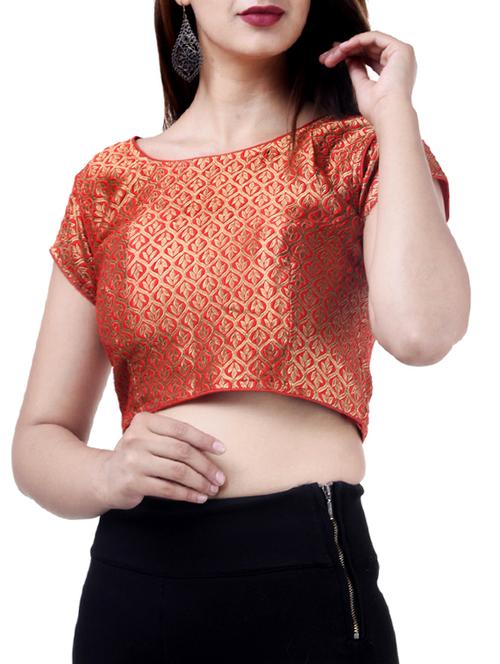 red silk brocade blouse - 15494100 - Very Small Image - 1