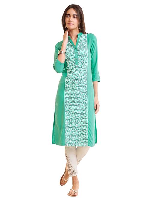 straight printed panel kurta - 15494735 - Very Small Image - 1