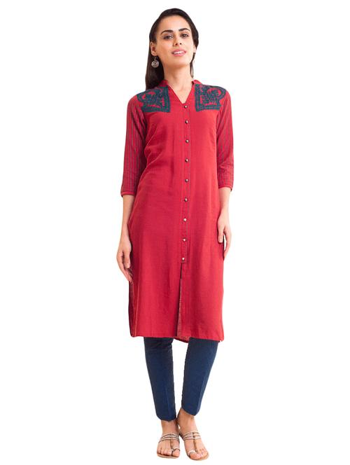 embroidered straight kurta - 15494785 - Very Small Image - 1