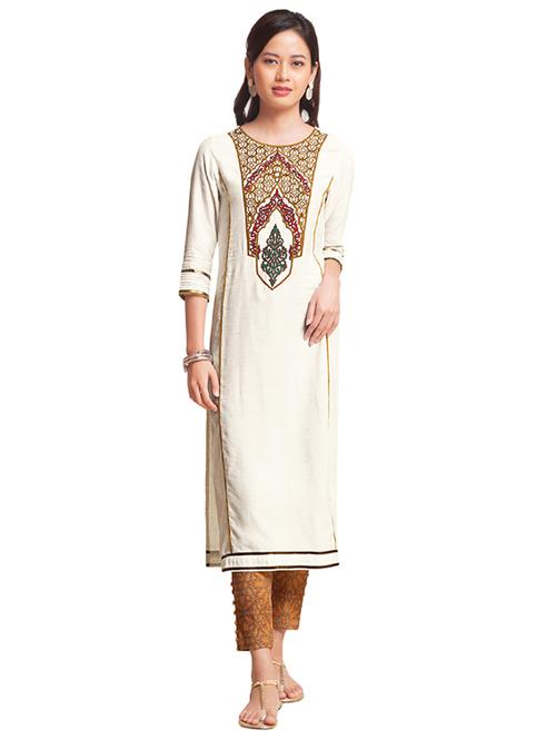 embroidered straight kurta - 15494786 - Very Small Image - 1