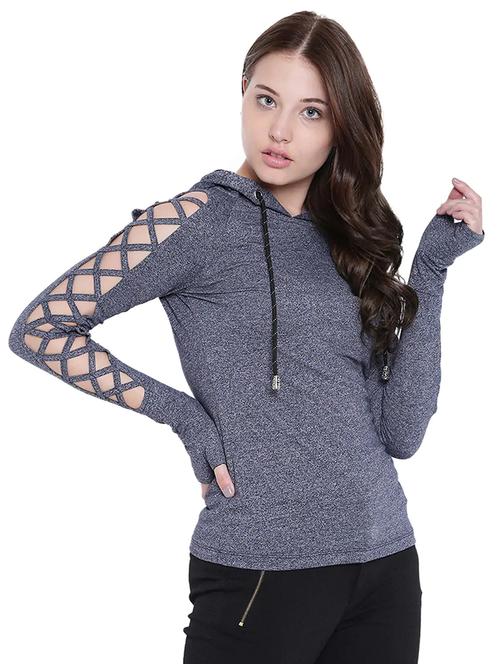 cut sleeved hoodie top - 15494867 - Very Small Image - 1