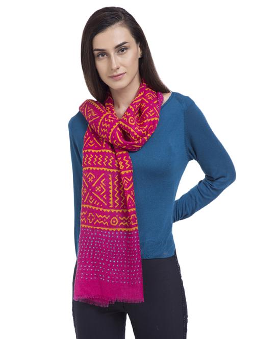 pink printed wool stole - 15495400 - Very Small Image - 1