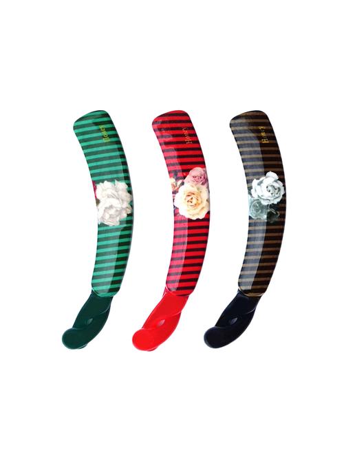 shreya collection combo of 3 multicolour floral print banana hair clips - 10012.87 - 15495723 - Very Small Image - 1