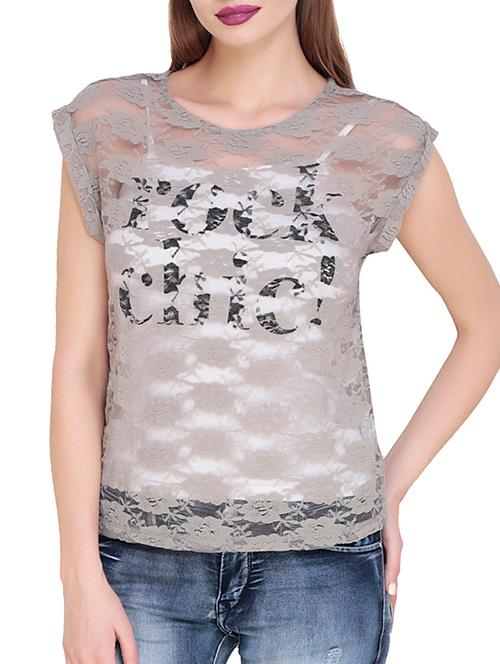floral mesh sheer top - 15495880 - Very Small Image - 1