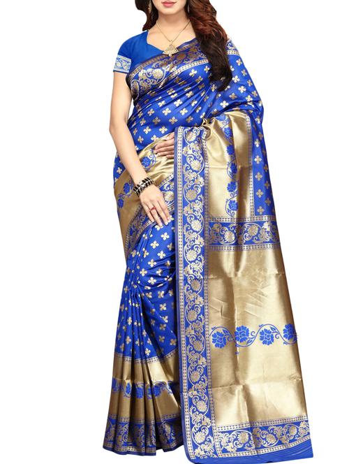 printed kanjivaram saree with blouse - 15496494 - Very Small Image - 1