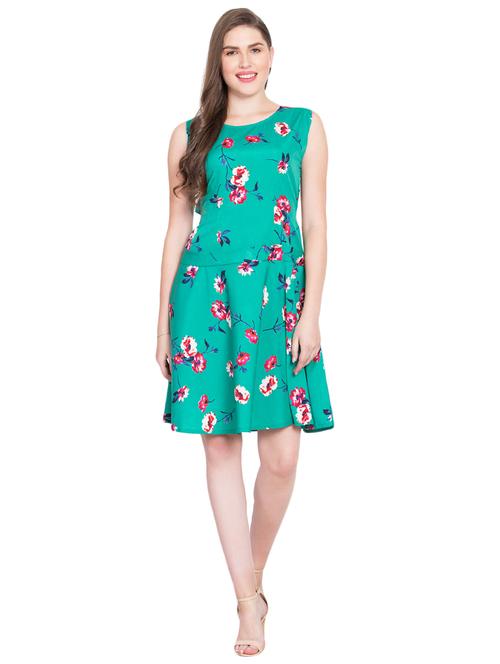 floral belted flared dress - 15496569 - Very Small Image - 1