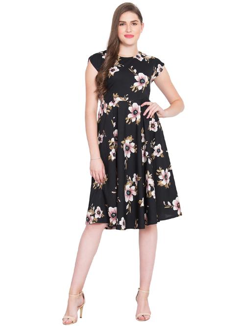 floral belted flared dress - 15496572 - Very Small Image - 1