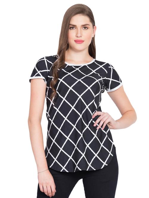 contrasting detail checkered top - 15496581 - Very Small Image - 1