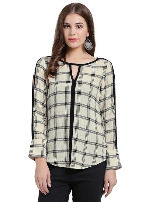 keyhole neck checkered top - 15496615 - Very Small Image - 1
