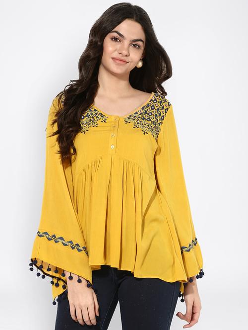 button detail embroidered top - 15496618 - Very Small Image - 1