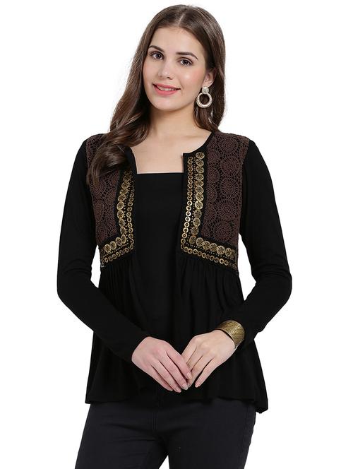 sequin detailed embroidered shrug - 15496627 - Very Small Image - 1