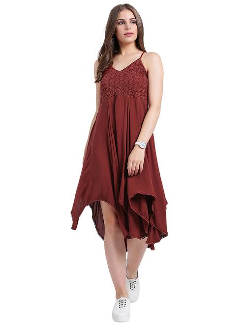 crochet detail asymmetric dress - 15496648 - Very Small Image - 1