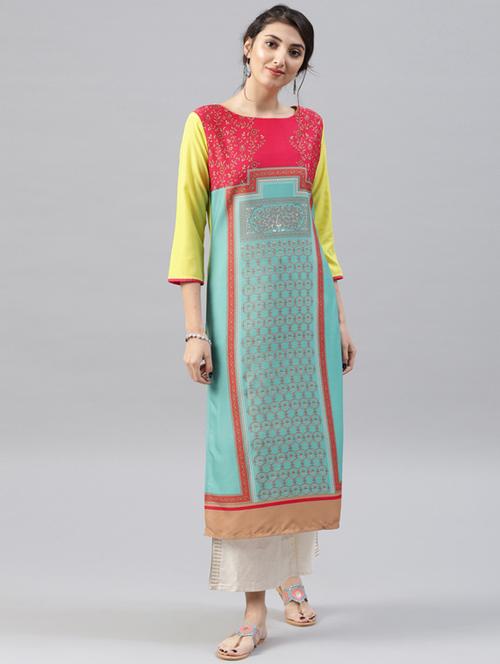 printed straight kurta - 15496802 - Very Small Image - 1