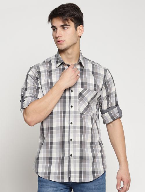 grey cotton casual shirt - 15497337 - Very Small Image - 1