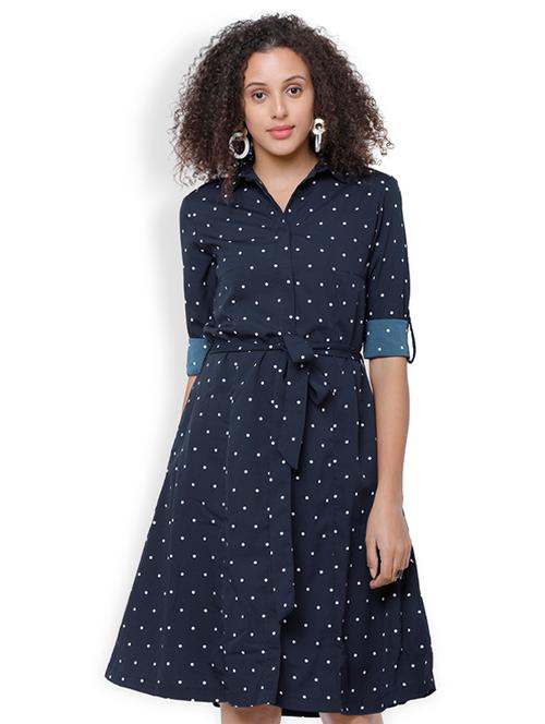 concealed placket detail polka dots dress - 15497376 - Very Small Image - 1