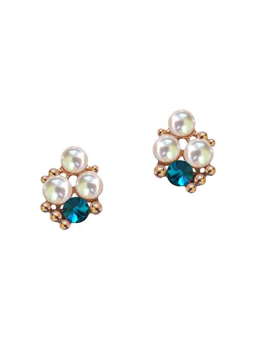 white gold tone pearl inspired earrings - 15497408 - Very Small Image - 1