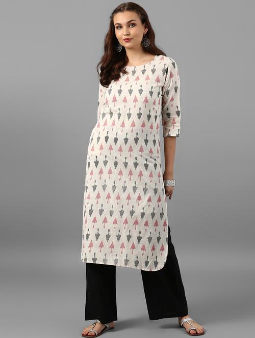 ikat printed straight kurta - 15497432 - Very Small Image - 1