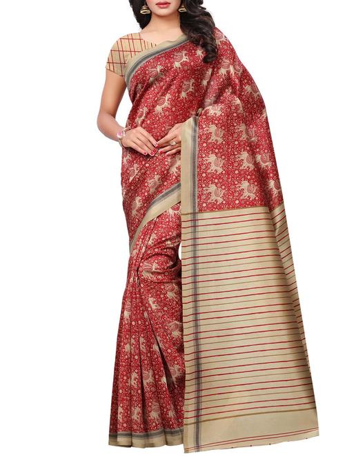 conversational printed saree with blouse - 15497508 - Very Small Image - 1
