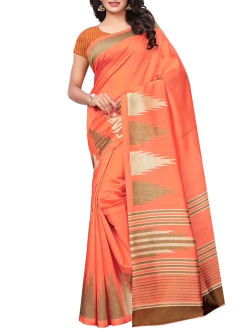 temple bordered saree with blouse - 15497519 - Very Small Image - 1