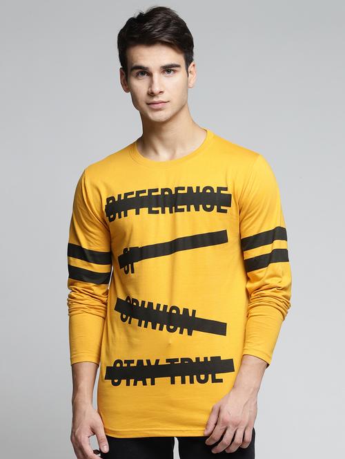 yellow cotton front print t-shirt - 15497587 - Very Small Image - 1