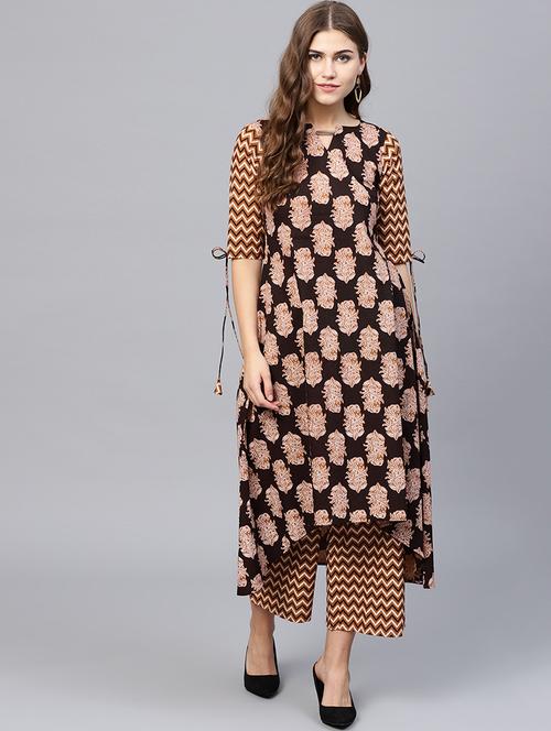 high-low tassels kurta with palazzo set - 15497666 - Very Small Image - 1