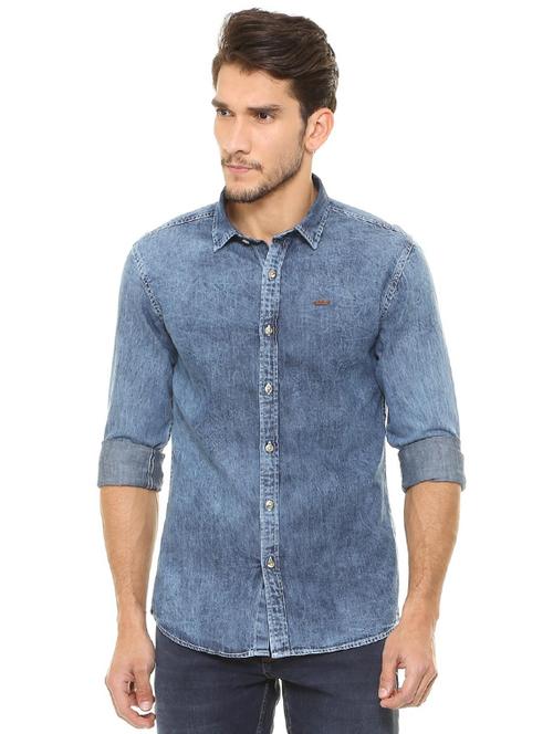 blue cotton casual shirt - 15497721 - Very Small Image - 1