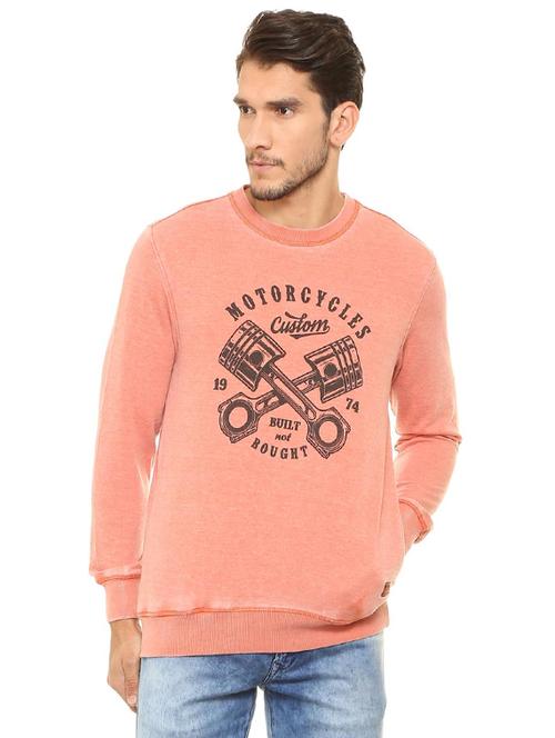 orange chest print sweatshirt - 15497756 - Very Small Image - 1