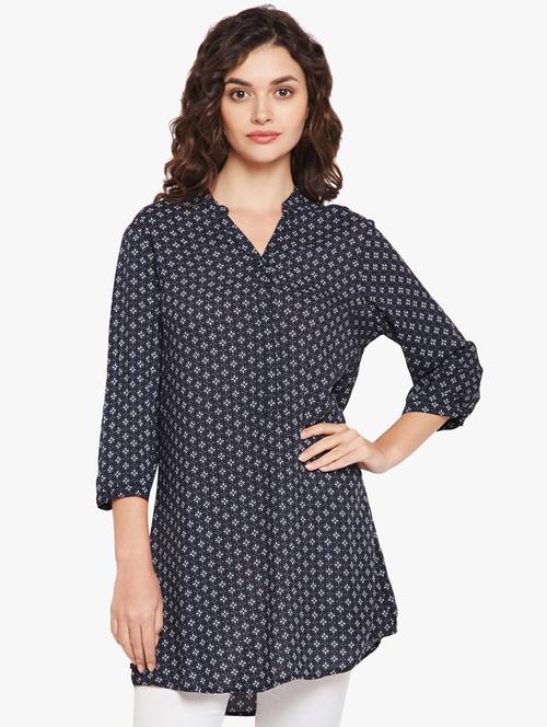 button detailed printed tunic - 15497868 - Very Small Image - 1