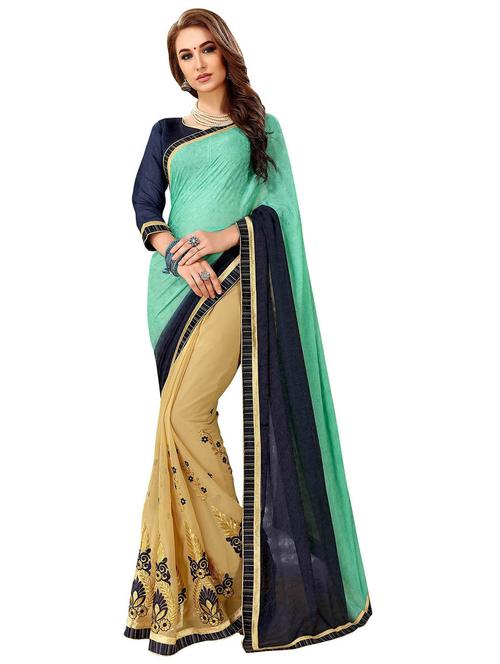 floral embroidered maheshwari saree with blouse - 15497991 - Very Small Image - 1