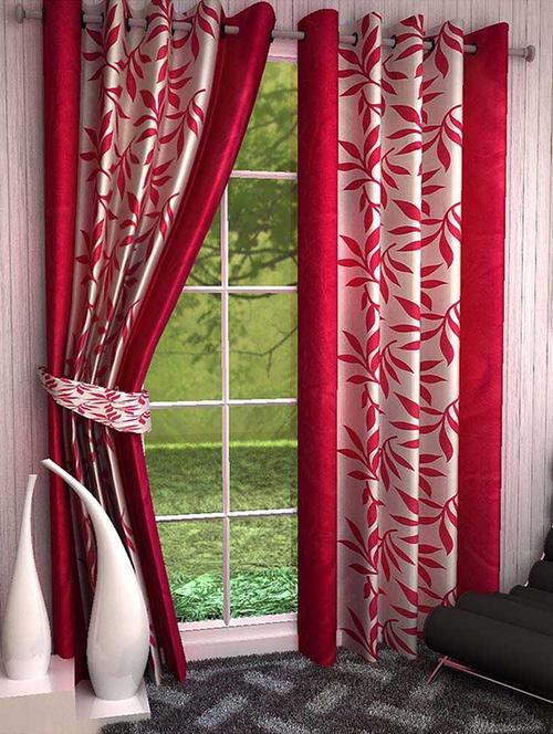 set of 4 polyester long door curtains - 15498526 - Very Small Image - 1