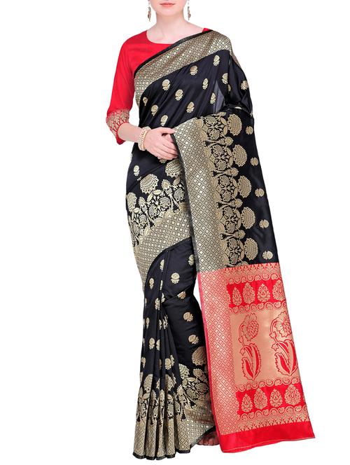 zari floral kanjivaram saree with blouse - 15498588 - Very Small Image - 1