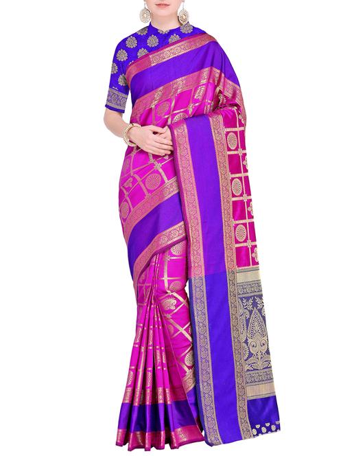 zari motifs kanjivaram saree with blouse - 15498598 - Very Small Image - 1