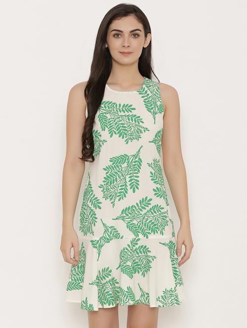 printed a-line dress - 15498677 - Very Small Image - 1