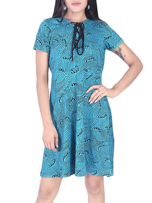 tie neck printed dress - 15498843 - Very Small Image - 1