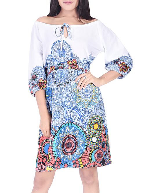 tie neck printed a-line dress - 15498852 - Very Small Image - 1
