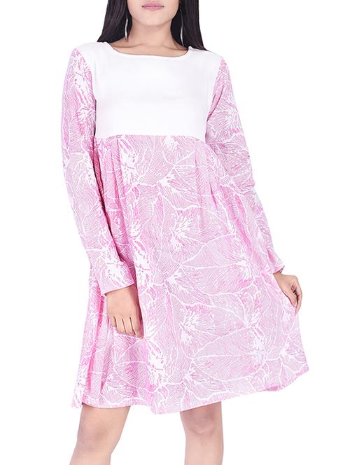 solid yoke printed empire dress - 15498853 - Very Small Image - 1