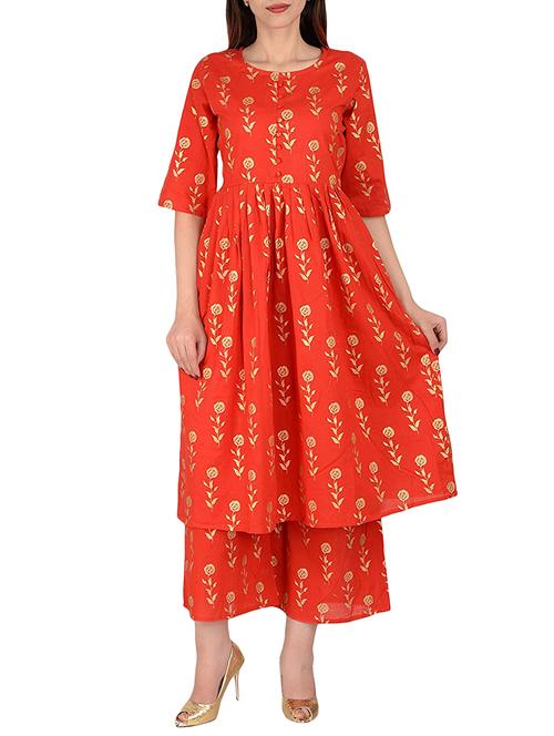 foil printed kurta with palazzo - 15501968 - Very Small Image - 1