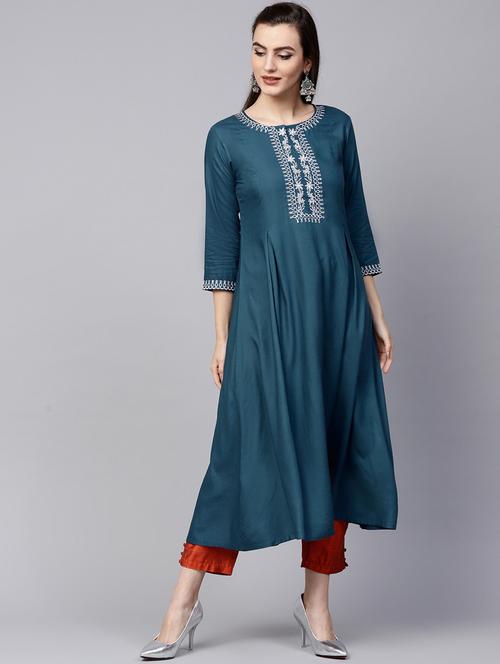 embrodiere a-line kurta - 15502075 - Very Small Image - 1