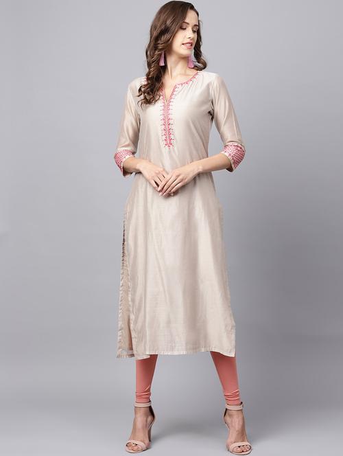 embroidered straight kurta - 15502085 - Very Small Image - 1