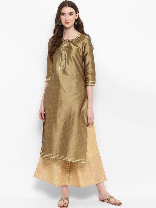zari work kurta with palazzo set - 15502088 - Very Small Image - 1