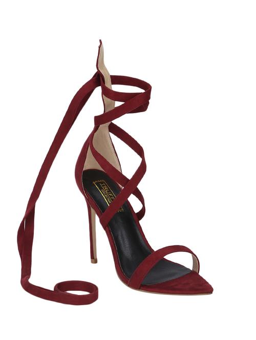 maroon lace-up sandals - 15502443 - Very Small Image - 1