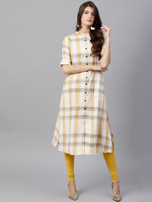 checkered a-line kurta - 15502478 - Very Small Image - 1