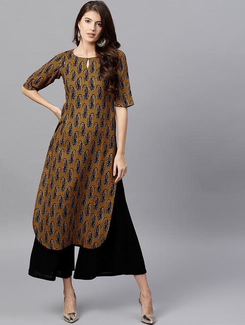 printed straight kurta - 15502520 - Very Small Image - 1