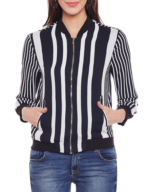 striped mandarin collar jacket - 15502650 - Very Small Image - 1