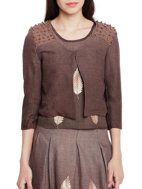 studded shoulder patch shrug - 15502661 - Very Small Image - 1