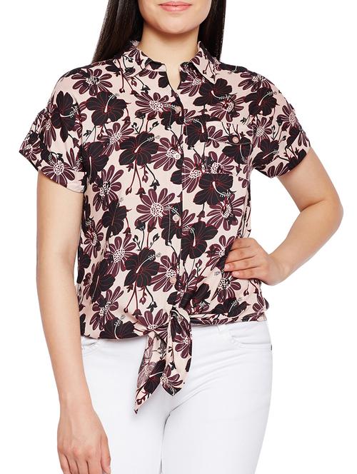tie front hem floral shirt - 15502692 - Very Small Image - 1