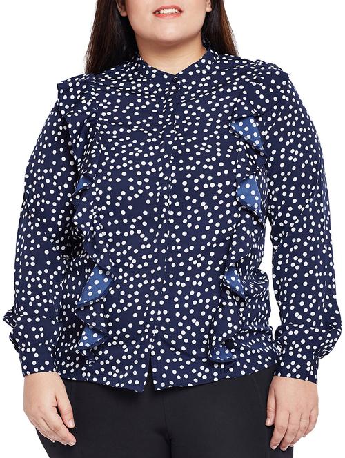 concealed placket ruffle detailed printed shirt - 15502695 - Very Small Image - 1