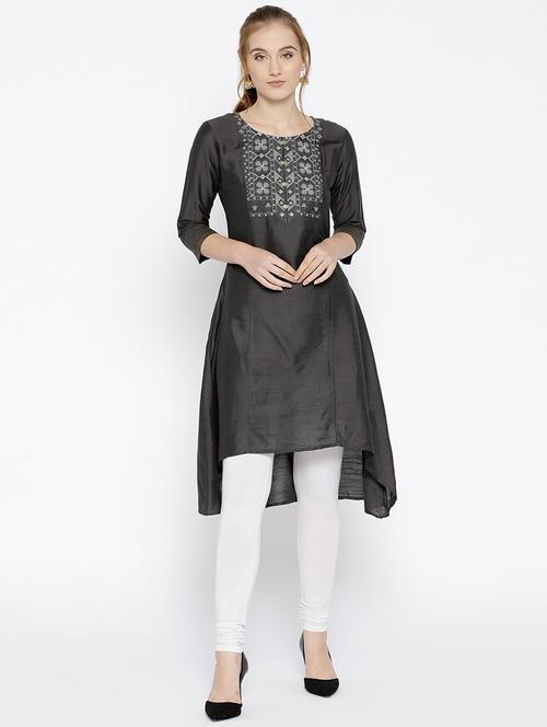 embroidered high low kurta - 15503711 - Very Small Image - 1